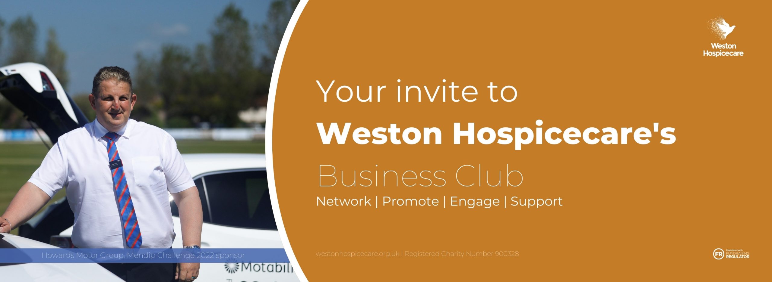 Invitation to businesses to join business club. Pictured is a representative from corporate partner Howard's Motor Group.