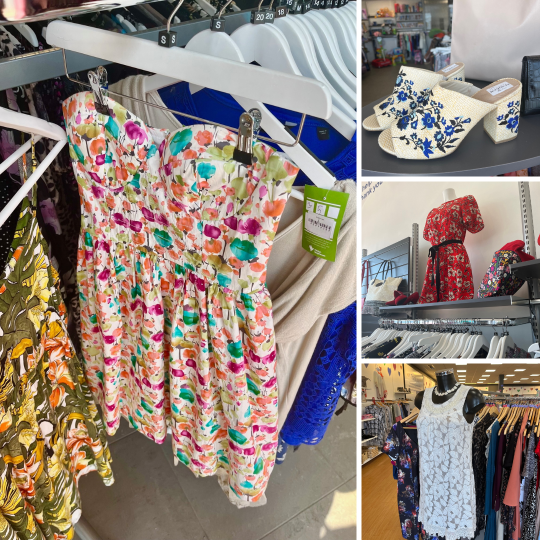 Photo showing some of the new summer fashion items, dresses and shoes.